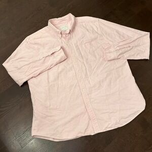 Y2K American Eagle Long Sleeve Button-Up Shirt | Light Pink | XL